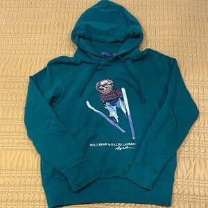 Polo by Ralph Lauren Green Hoodie with Skiing Bear